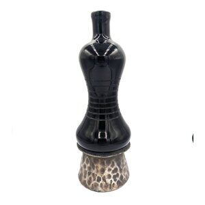 UTTERMOST Vintage Hand Blown Black Etched Glass Brutalist Jug Vase Art Glass 14"
